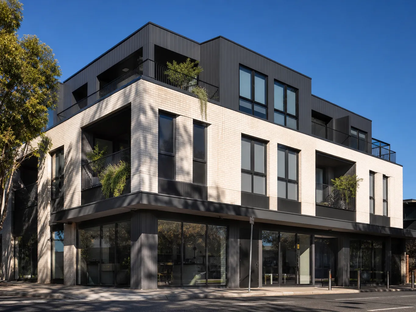 Boutique three-storey Melbourne apartment building with a consistent grid of commercial-grade aluminium windows